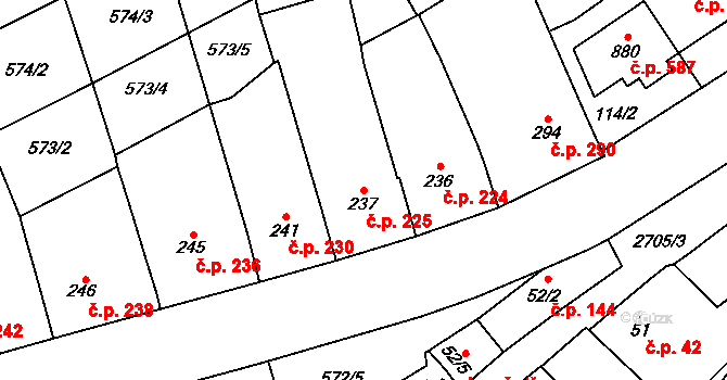 Zlechov 225 na parcele st. 237 v KÚ Zlechov, Katastrální mapa