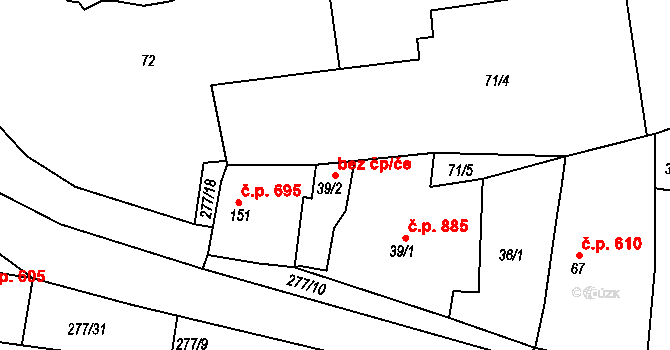 Rudná 49346776 na parcele st. 39/2 v KÚ Hořelice, Katastrální mapa