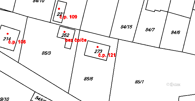 Zárybničná Lhota 121, Tábor na parcele st. 273 v KÚ Zárybničná Lhota, Katastrální mapa