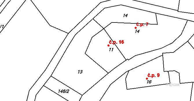 Žebrákov 16, Kovářov na parcele st. 11 v KÚ Žebrákov u Zahořan, Katastrální mapa