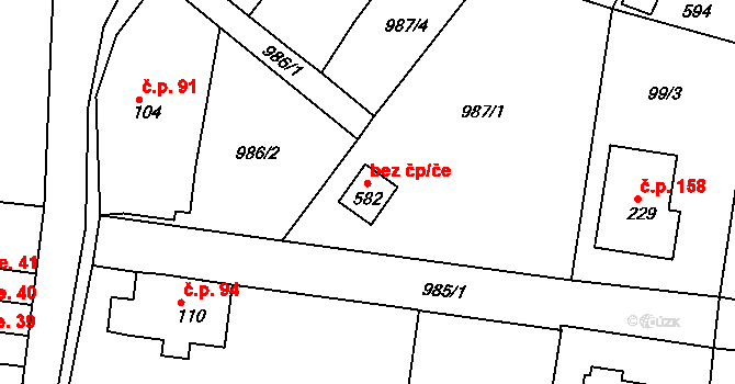 Cejle 35 na parcele st. 582 v KÚ Cejle, Katastrální mapa