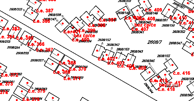 Staré Splavy 402, Doksy na parcele st. 2608/152 v KÚ Doksy u Máchova jezera, Katastrální mapa