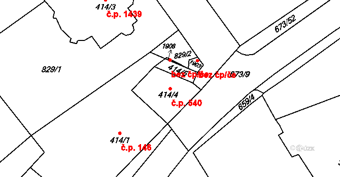 Nový Jičín 540 na parcele st. 414/4 v KÚ Nový Jičín-Horní Předměstí, Katastrální mapa