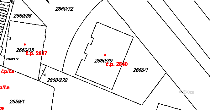 České Budějovice 3 2840, České Budějovice na parcele st. 2660/39 v KÚ České Budějovice 3, Katastrální mapa