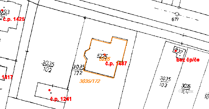 Poděbrady III 1487, Poděbrady na parcele st. 5225 v KÚ Poděbrady, Katastrální mapa