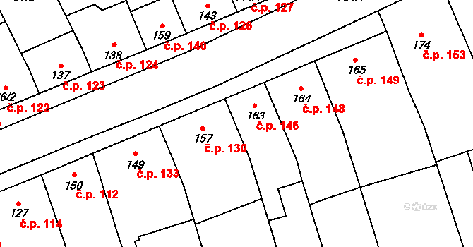 Dřevnovice 146 na parcele st. 163 v KÚ Dřevnovice, Katastrální mapa