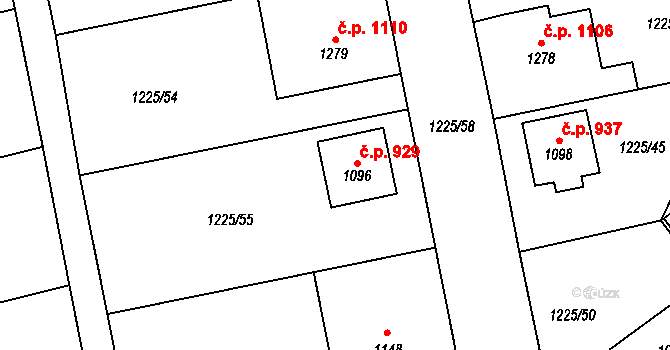 Lipník nad Bečvou I-Město 929, Lipník nad Bečvou na parcele st. 1096 v KÚ Lipník nad Bečvou, Katastrální mapa