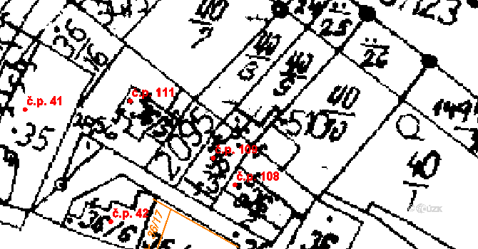 Přerov nad Labem 109 na parcele st. 36/3 v KÚ Přerov nad Labem, Katastrální mapa