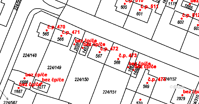 Ostrov 472 na parcele st. 567 v KÚ Ostrov nad Ohří, Katastrální mapa