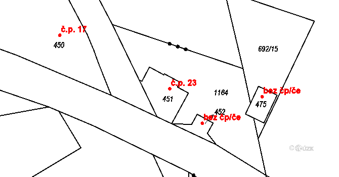 Čížkovice 1.díl 23, Maršovice na parcele st. 451 v KÚ Maršovice u Jablonce nad Nisou, Katastrální mapa