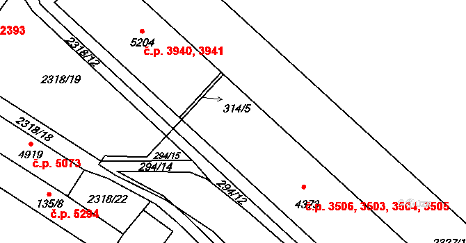 Jablonec nad Nisou 3503,3504,3505,3506 na parcele st. 4373 v KÚ Jablonec nad Nisou, Katastrální mapa
