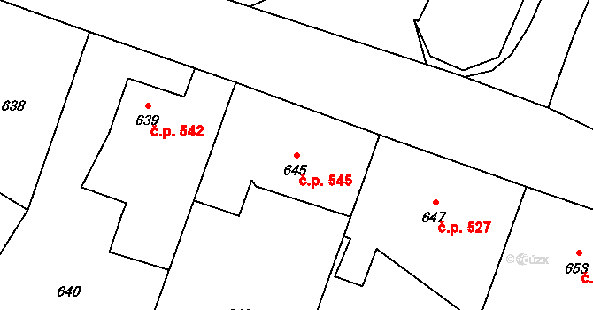 Dobrá 545 na parcele st. 645 v KÚ Dobrá u Frýdku-Místku, Katastrální mapa