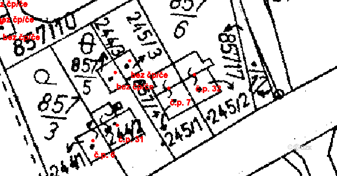 Markvartice 7, Jablonné v Podještědí na parcele st. 245/1 v KÚ Markvartice v Podještědí, Katastrální mapa