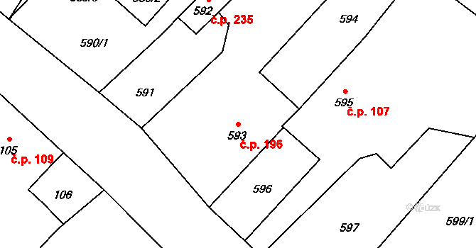 Janovice 196, Rýmařov na parcele st. 593 v KÚ Janušov, Katastrální mapa