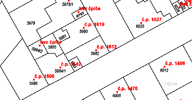 Kladno 1612 na parcele st. 5982 v KÚ Kladno, Katastrální mapa