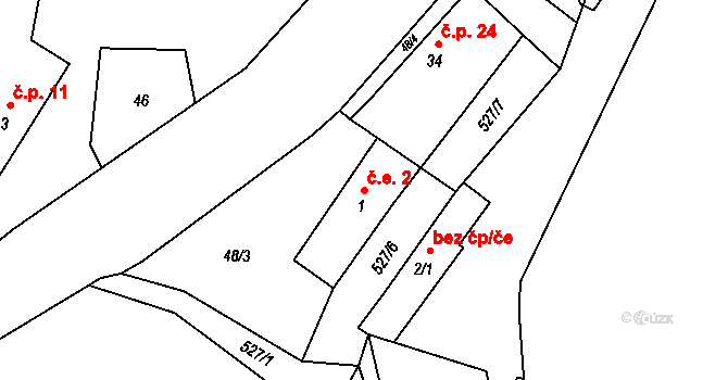 Rudoltice 2, Vrchotovy Janovice na parcele st. 1 v KÚ Rudoltice u Vrchotových Janovic, Katastrální mapa