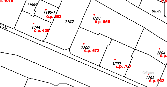 Děčín IV-Podmokly 672, Děčín na parcele st. 1200 v KÚ Podmokly, Katastrální mapa