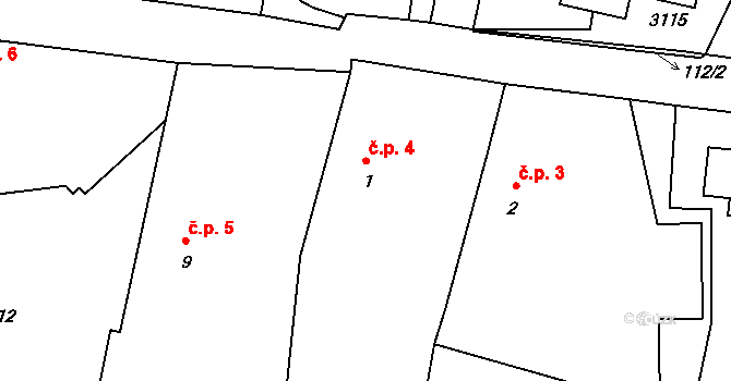 Malý Rapotín 4, Tachov na parcele st. 1 v KÚ Malý Rapotín, Katastrální mapa
