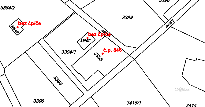 Lazy 546, Orlová na parcele st. 3393 v KÚ Lazy u Orlové, Katastrální mapa