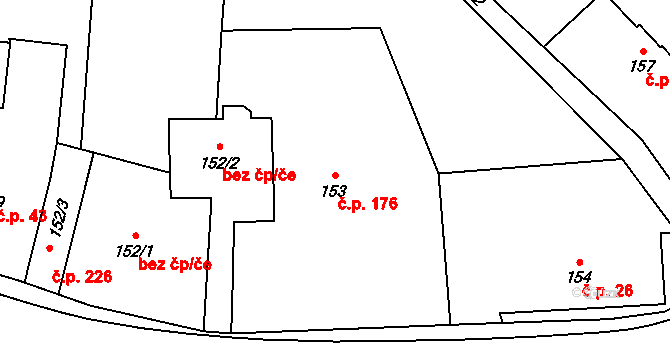 Závada 176, Petrovice u Karviné na parcele st. 153 v KÚ Závada nad Olší, Katastrální mapa