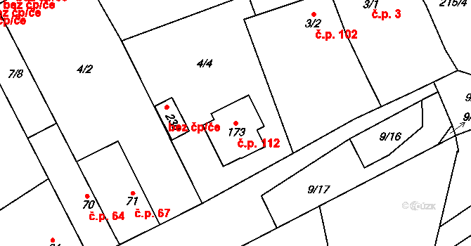 Polabec 112, Poděbrady na parcele st. 173 v KÚ Polabec, Katastrální mapa