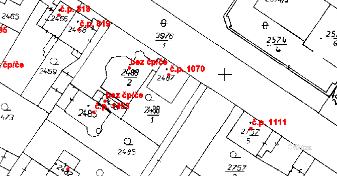 Poděbrady III 1070, Poděbrady na parcele st. 2487 v KÚ Poděbrady, Katastrální mapa