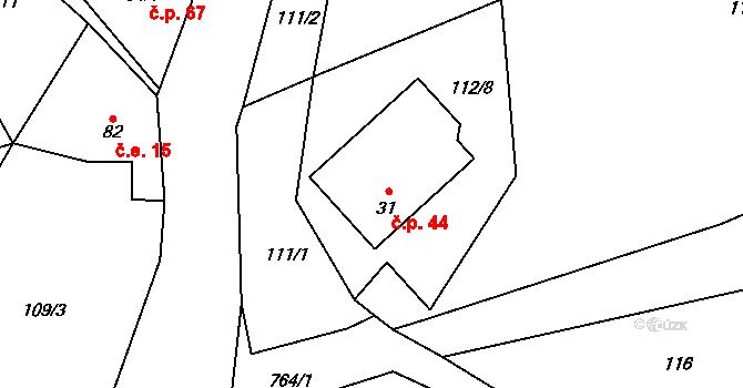 Osečnice 44 na parcele st. 31 v KÚ Osečnice, Katastrální mapa