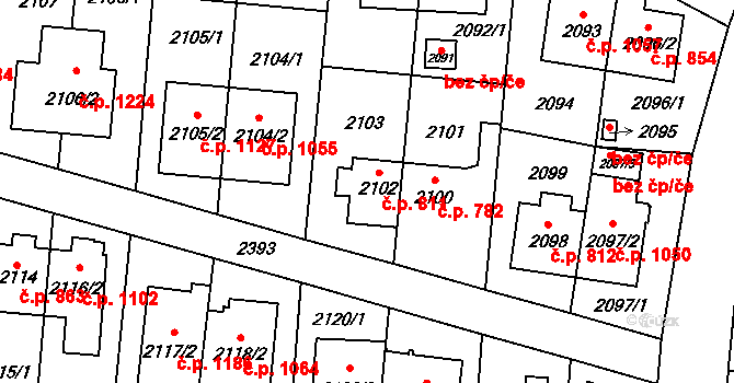 Suchdol 811, Praha na parcele st. 2102 v KÚ Suchdol, Katastrální mapa