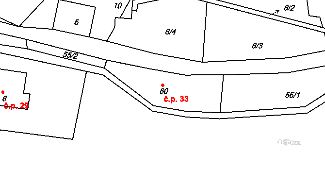 Dolní Lysečiny 33, Horní Maršov na parcele st. 60 v KÚ Dolní Lysečiny, Katastrální mapa