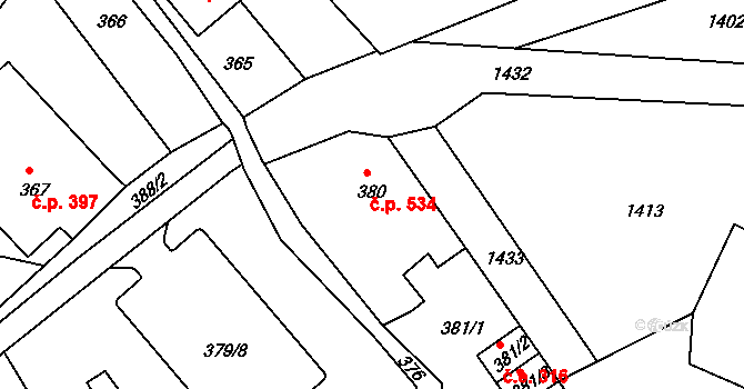 Rumburk 1 534, Rumburk na parcele st. 380 v KÚ Rumburk, Katastrální mapa