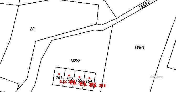 Příbram 362, Verneřice na parcele st. 153 v KÚ Příbram pod Bukovou horou, Katastrální mapa