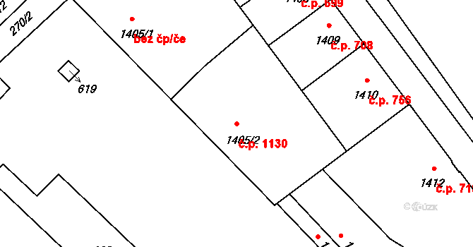 Olomouc 1130 na parcele st. 1405/2 v KÚ Olomouc-město, Katastrální mapa