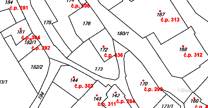 Loket 436 na parcele st. 172 v KÚ Loket, Katastrální mapa