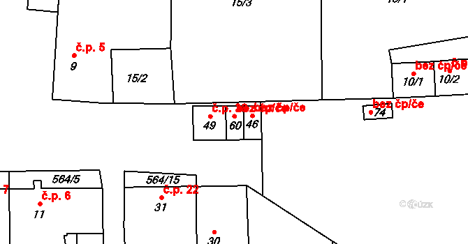Kojatín 38 na parcele st. 49 v KÚ Kojatín, Katastrální mapa