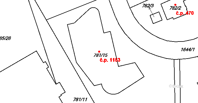 Hlubočepy 1153, Praha na parcele st. 781/15 v KÚ Hlubočepy, Katastrální mapa