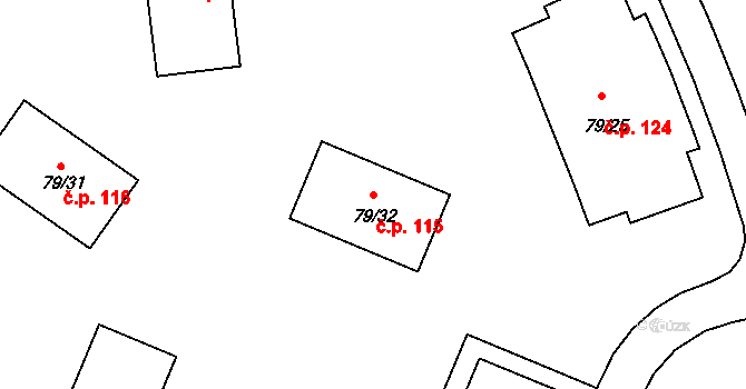 Slupečná 115, Lipno nad Vltavou na parcele st. 79/32 v KÚ Lipno nad Vltavou, Katastrální mapa