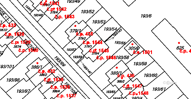 Sezimovo Ústí 1546 na parcele st. 379/4 v KÚ Sezimovo Ústí, Katastrální mapa