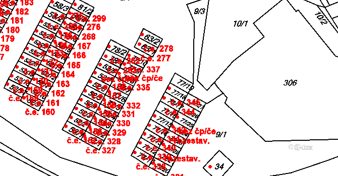 Chanov 345, Obrnice na parcele st. 77/18 v KÚ Chanov, Katastrální mapa