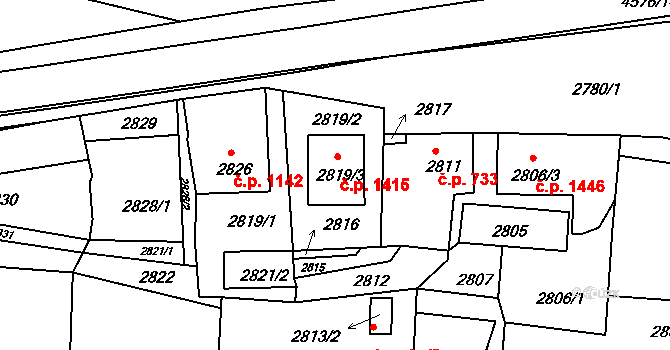 Třešť 1415 na parcele st. 2819/3 v KÚ Třešť, Katastrální mapa