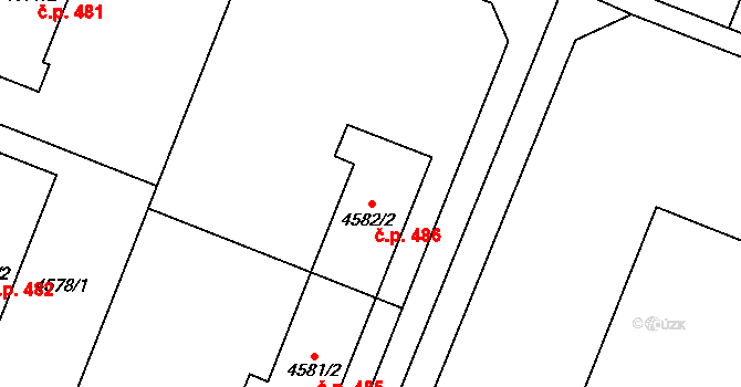 Šanov 486 na parcele st. 4582/2 v KÚ Šanov nad Jevišovkou, Katastrální mapa