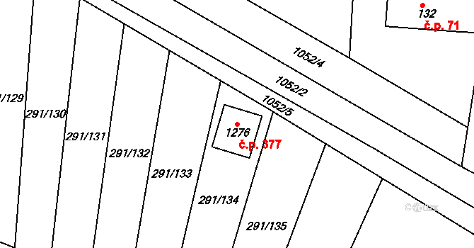 Háje 377, Cheb na parcele st. 1276 v KÚ Háje u Chebu, Katastrální mapa