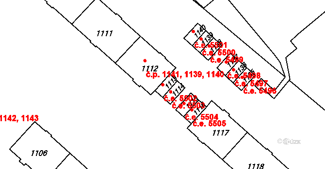 Kadaň 5502 na parcele st. 1113 v KÚ Kadaň, Katastrální mapa