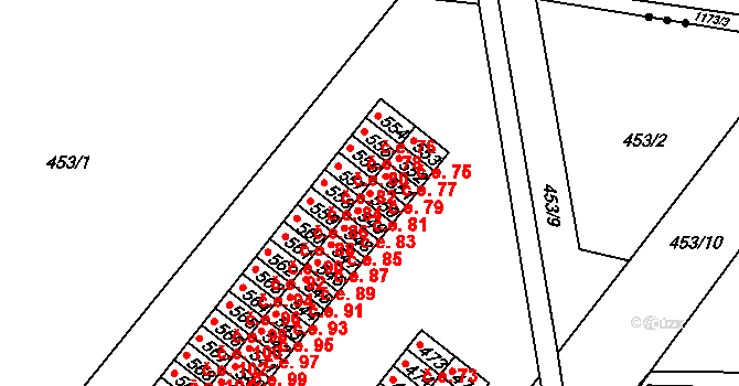 Rybitví 81 na parcele st. 550 v KÚ Rybitví, Katastrální mapa