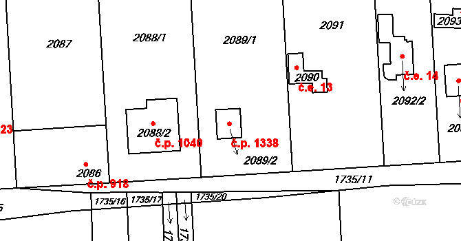 Nýřany 1338 na parcele st. 2089/2 v KÚ Nýřany, Katastrální mapa