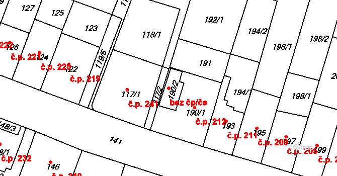 Teplice 41954777 na parcele st. 190/2 v KÚ Teplice-Řetenice, Katastrální mapa