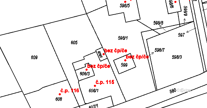Bohuslavice 43771777 na parcele st. 606/2 v KÚ Bohuslavice u Hlučína, Katastrální mapa