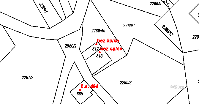 Josefův Důl 44193777 na parcele st. 813 v KÚ Antonínov, Katastrální mapa