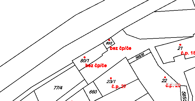 Roztoky 44442777 na parcele st. 80/2 v KÚ Roztoky u Křivoklátu, Katastrální mapa