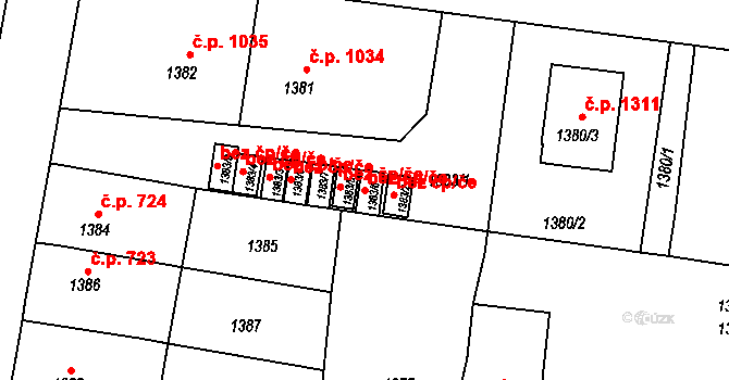 Moravská Třebová 46577777 na parcele st. 1383/6 v KÚ Moravská Třebová, Katastrální mapa