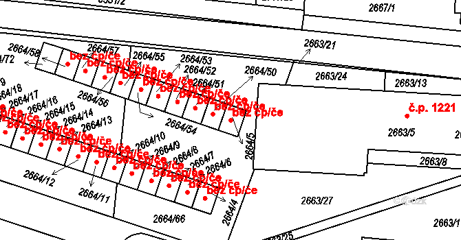 Holešov 47584777 na parcele st. 2664/5 v KÚ Holešov, Katastrální mapa